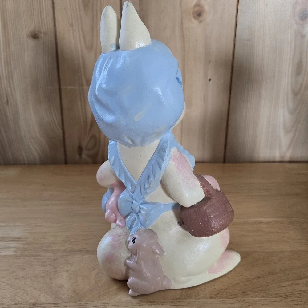 Vintage Byron Mold Easter Bunny Rabbit Figurines Set of 2 Hand-Painted 1970s